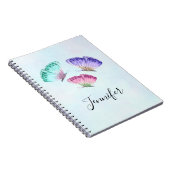 3パステルかわいらしウォーターカラー蝶 ノートブック (右側)