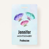 3パステルかわいらしウォーターカラー蝶 バッジ (正面)