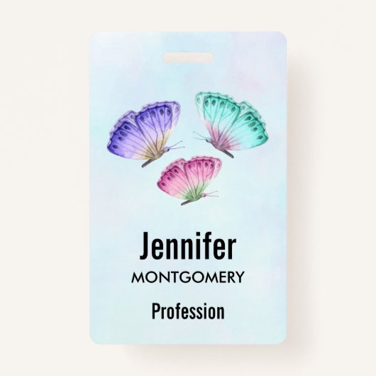 3パステルかわいらしウォーターカラー蝶 バッジ (正面)