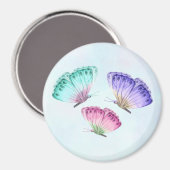 3パステルかわいらしウォーターカラー蝶 マグネット (正面/裏面)