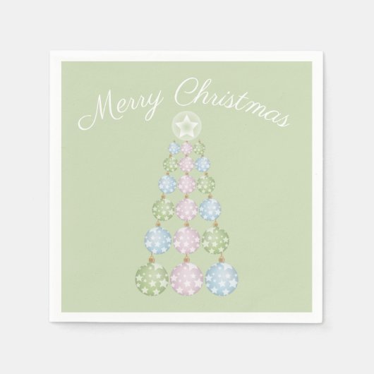3パステルモダンカラーのクリスマスツリー スタンダードカクテルナプキン (正面)