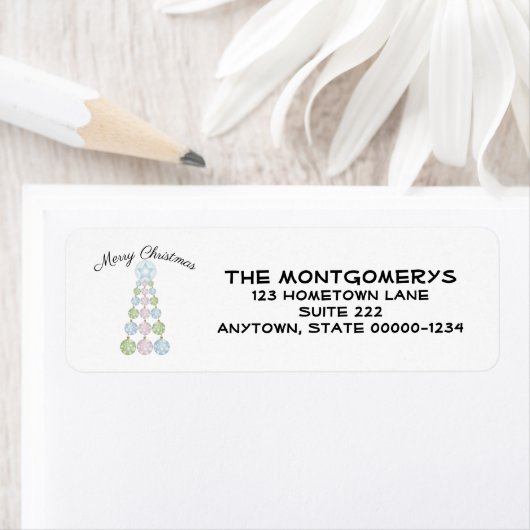 3パステルモダンカラーのクリスマスツリー ラベル (インサイチュ)