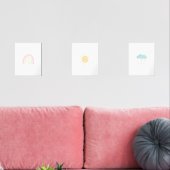 3パステルレインボー子供部屋壁ポスターのセット (リビング)