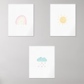 3パステルレインボー子供部屋壁ポスターのセット (正面)