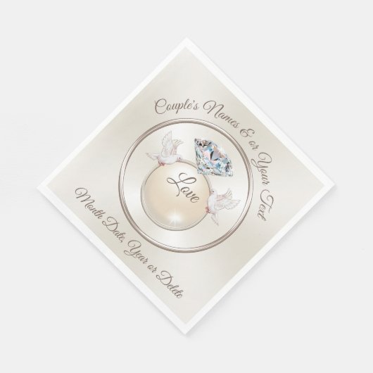 3パーソナライズされたサイズの結婚鳥のナプキンを愛する スタンダードランチョンナプキン (角)