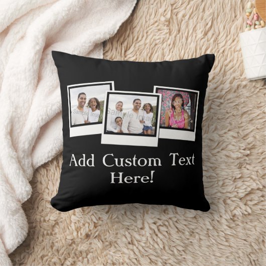 3パーソナライズされたフォトスナップショットフレームカスタムの色 クッション (ブランケット)