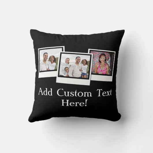 3パーソナライズされたフォトスナップショットフレームカスタムの色 クッション (裏面)
