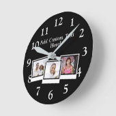 3パーソナライズされたフォトスナップショットフレームカスタムの色 ラウンド壁時計 (傾斜)