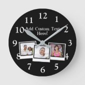 3パーソナライズされたフォトスナップショットフレームカスタムの色 ラウンド壁時計 (正面)