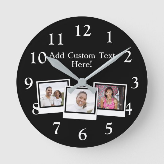 3パーソナライズされたフォトスナップショットフレームカスタムの色 ラウンド壁時計 (正面)