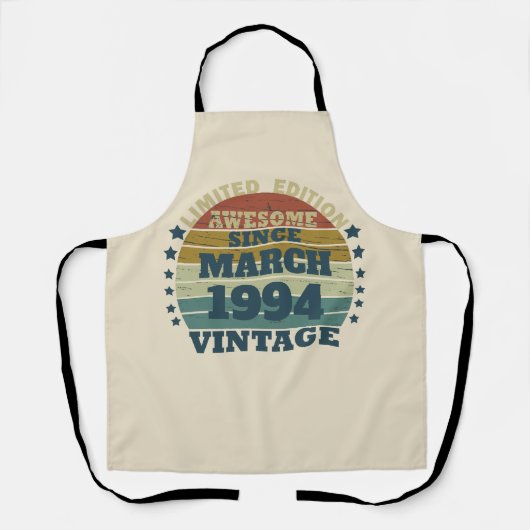 3パーソナライズされたヴィンテージ30歳の誕生日パーティー エプロン (正面)