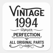 3パーソナライズされたヴィンテージ30歳の誕生日パーティー スクエアシール (正面)