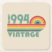 3パーソナライズされたヴィンテージ30歳の誕生日パーティー スクエアペーパーコースター (正面)