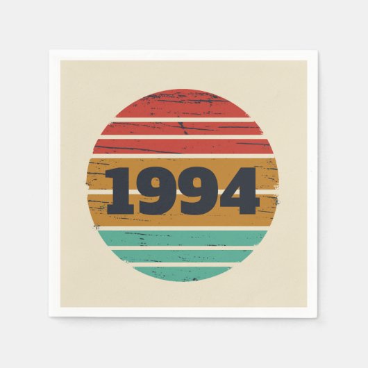 3パーソナライズされたヴィンテージ30歳の誕生日パーティー スタンダードカクテルナプキン (正面)