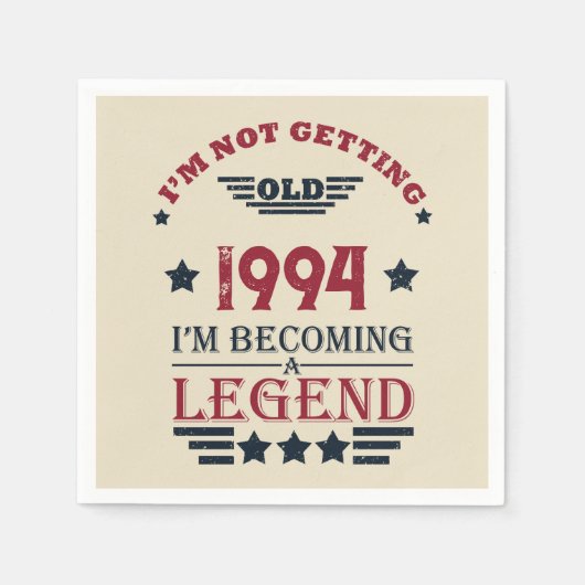 3パーソナライズされたヴィンテージ30歳の誕生日パーティー スタンダードカクテルナプキン (正面)