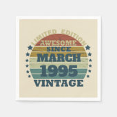 3パーソナライズされたヴィンテージ30歳の誕生日パーティー スタンダードカクテルナプキン (正面)