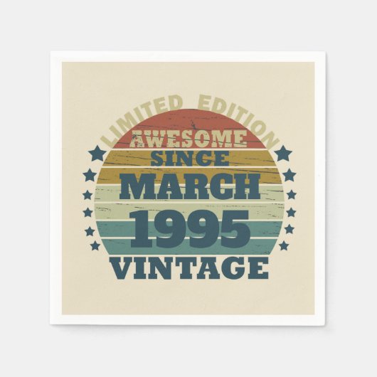 3パーソナライズされたヴィンテージ30歳の誕生日パーティー スタンダードカクテルナプキン (正面)