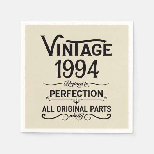 3パーソナライズされたヴィンテージ30歳の誕生日パーティー スタンダードカクテルナプキン (正面)