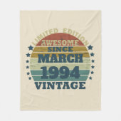 3パーソナライズされたヴィンテージ30歳の誕生日パーティー フリースブランケット (正面)