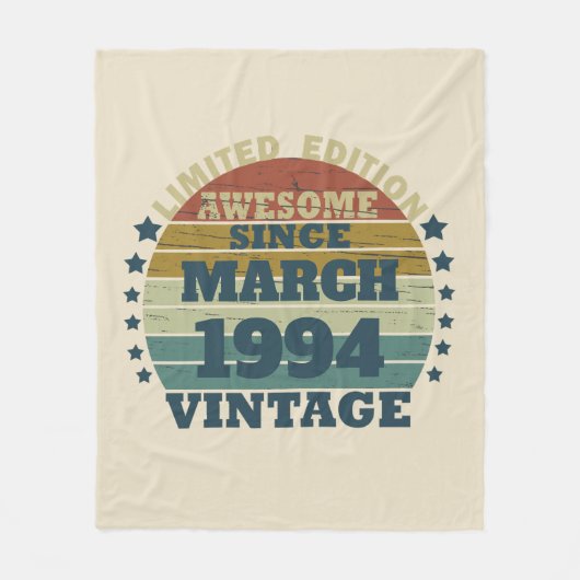 3パーソナライズされたヴィンテージ30歳の誕生日パーティー フリースブランケット (正面)