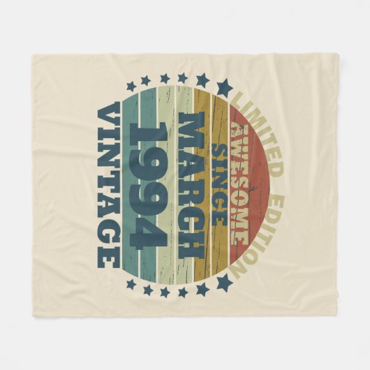 3パーソナライズされたヴィンテージ30歳の誕生日パーティー フリースブランケット (正面(横))