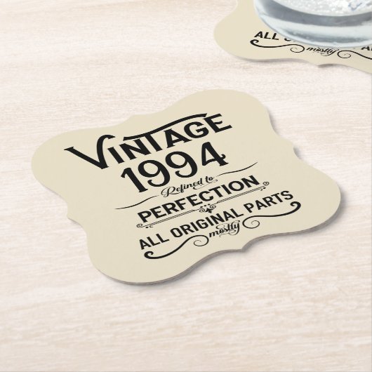 3パーソナライズされたヴィンテージ30歳の誕生日パーティー ペーパーコースター (アングル)