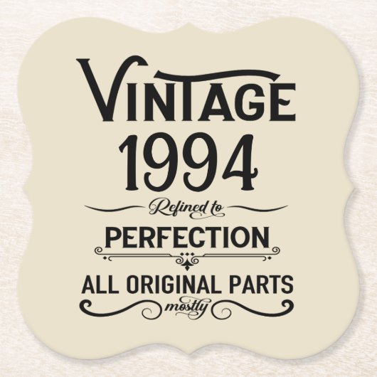 3パーソナライズされたヴィンテージ30歳の誕生日パーティー ペーパーコースター (正面)