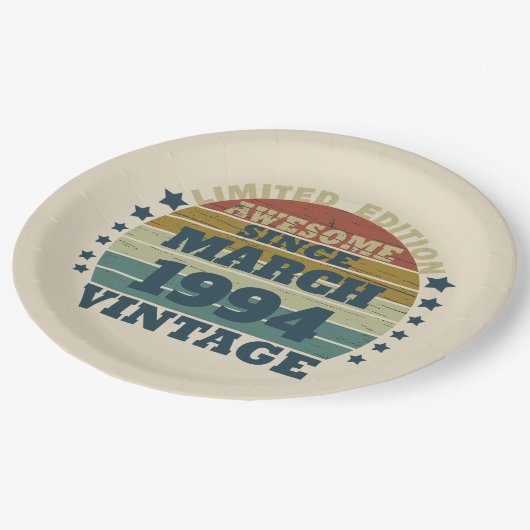 3パーソナライズされたヴィンテージ30歳の誕生日パーティー ペーパープレート (アングル)