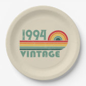 3パーソナライズされたヴィンテージ30歳の誕生日パーティー ペーパープレート (正面)