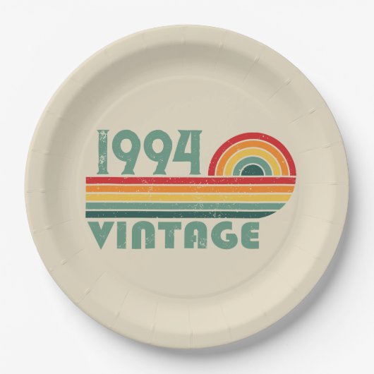 3パーソナライズされたヴィンテージ30歳の誕生日パーティー ペーパープレート (正面)