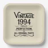 3パーソナライズされたヴィンテージ30歳の誕生日パーティー ペーパープレート (正面)