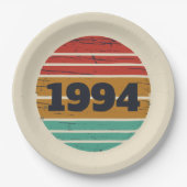 3パーソナライズされたヴィンテージ30歳の誕生日パーティー ペーパープレート (正面)