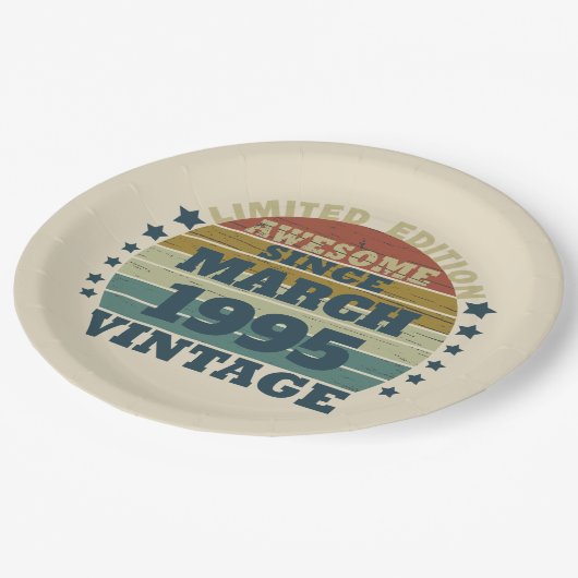 3パーソナライズされたヴィンテージ30歳の誕生日パーティー ペーパープレート (アングル)