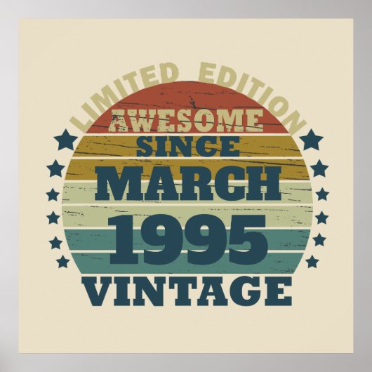 3パーソナライズされたヴィンテージ30歳の誕生日パーティー ポスター (正面)