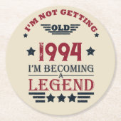 3パーソナライズされたヴィンテージ30歳の誕生日パーティー ラウンドペーパーコースター (正面)