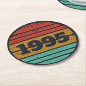 3パーソナライズされたヴィンテージ30歳の誕生日パーティー ラウンドペーパーコースター (アングル)