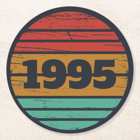 3パーソナライズされたヴィンテージ30歳の誕生日パーティー ラウンドペーパーコースター (正面)