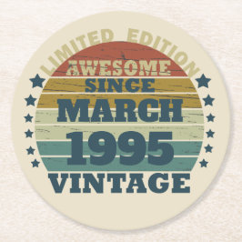 3パーソナライズされたヴィンテージ30歳の誕生日パーティー ラウンドペーパーコースター