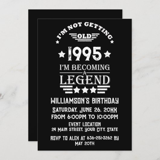 3パーソナライズされたヴィンテージ30歳の誕生日パーティー 招待状 (正面/裏面)