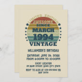 3パーソナライズされたヴィンテージ30歳の誕生日パーティー 招待状 (正面/裏面)