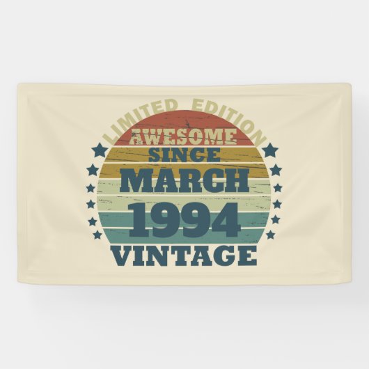 3パーソナライズされたヴィンテージ30歳の誕生日パーティー 横断幕 (横)