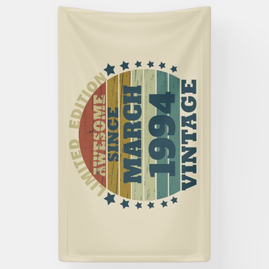 3パーソナライズされたヴィンテージ30歳の誕生日パーティー 横断幕 (縦)