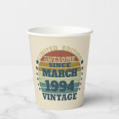 3パーソナライズされたヴィンテージ30歳の誕生日パーティー 紙コップ (裏面)