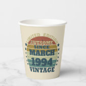3パーソナライズされたヴィンテージ30歳の誕生日パーティー 紙コップ (正面)