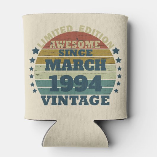 3パーソナライズされたヴィンテージ30歳の誕生日パーティー 缶クーラー (裏面)