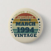 3パーソナライズされたヴィンテージ30歳の誕生日パーティー 缶バッジ (正面)