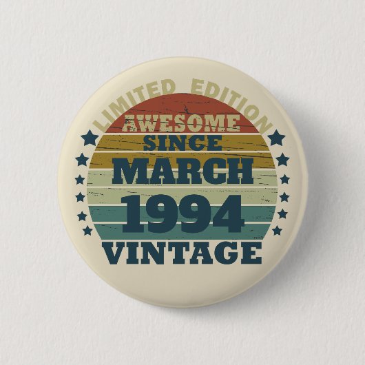 3パーソナライズされたヴィンテージ30歳の誕生日パーティー 缶バッジ (正面)