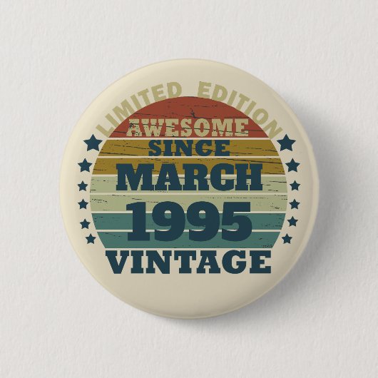 3パーソナライズされたヴィンテージ30歳の誕生日パーティー 缶バッジ (正面)