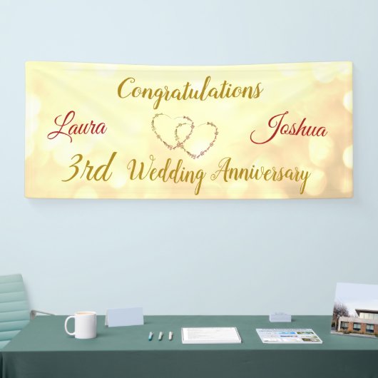 3パーソナライズされた周年記念結婚バナー 横断幕 (トレードショー)