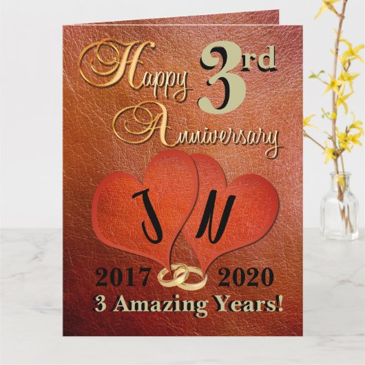 3パーソナライズされた年結婚記念カード カード (黄色い花)